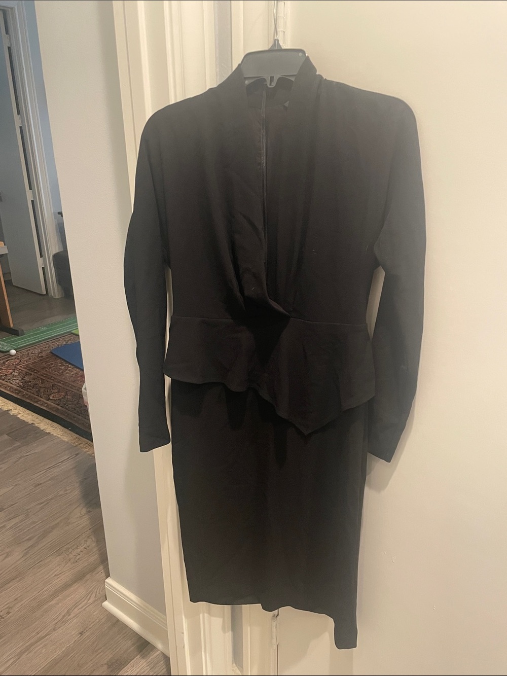 Black Women's Peplum Long-Sleeve Dress